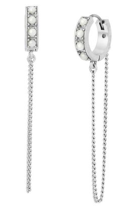 AllSaints AllSaints Imitation Pearl Chain Huggie Hoop Earrings
