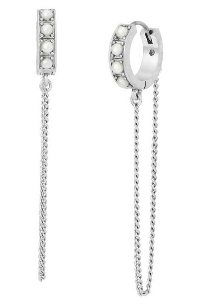 AllSaints AllSaints Imitation Pearl Chain Huggie Hoop Earrings