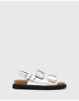 AllSaints AllSaints Isla leather sandals in silver-Gray