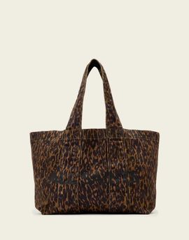 AllSaints AllSaints izzy leopard print denim tote in brown