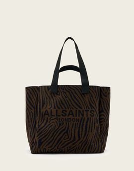 AllSaints Allsaints Izzy zebra tote bag in brown-Black