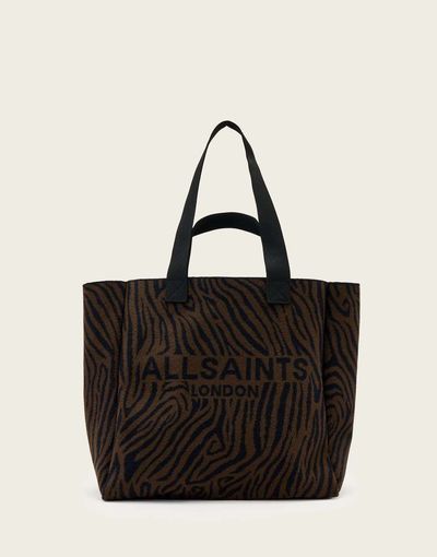 AllSaints Allsaints Izzy zebra tote bag in brown-Black