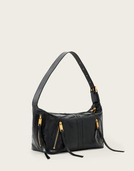 AllSaints AllSaints jean rey zip detail shoulder bag in black