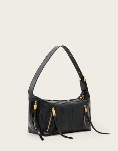 AllSaints AllSaints jean rey zip detail shoulder bag in black