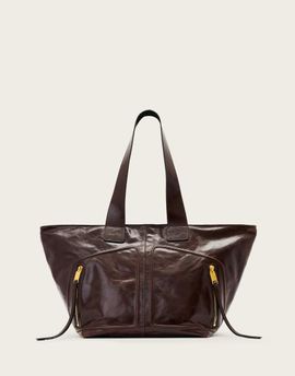 AllSaints AllSaints jean rey zip detailing tote in cognac brown