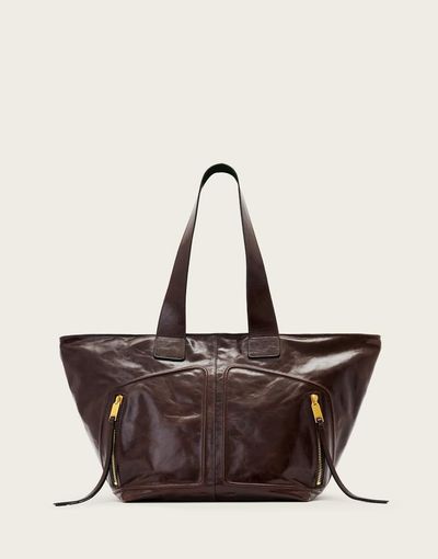 AllSaints AllSaints jean rey zip detailing tote in cognac brown