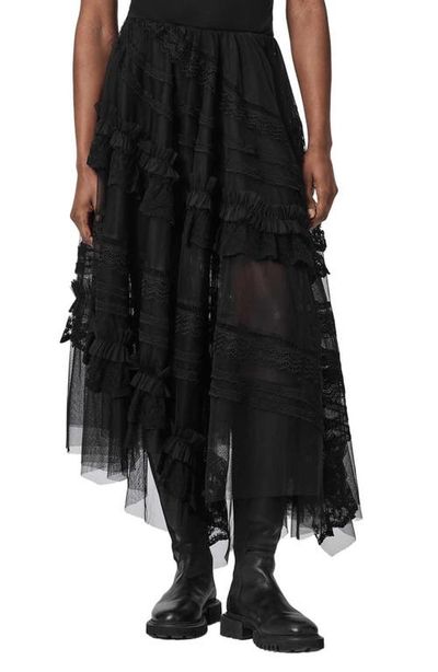 AllSaints AllSaints Jen Ruffle Lace Midi Skirt