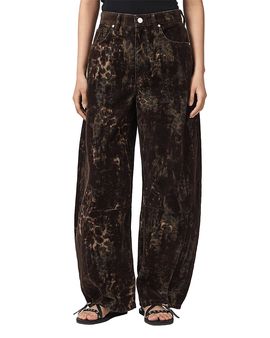 Allsaints Allsaints Jett Flock High Rise Barrel Jeans in Leppo Brown