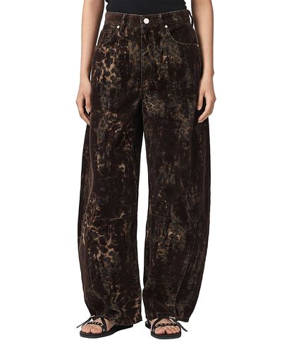 Allsaints Allsaints Jett Flock High Rise Barrel Jeans in Leppo Brown