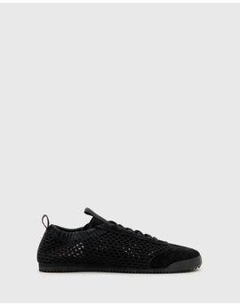AllSaints AllSaints Kenny leather woven sneakers in black
