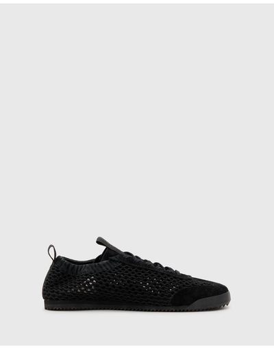 AllSaints AllSaints Kenny leather woven sneakers in black