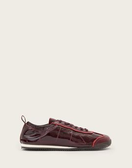 AllSaints AllSaints Kenny Skive patent leather sneakers in burgundy-Red