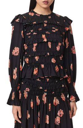 AllSaints AllSaints Lauren Ruffle Long Sleeve Top