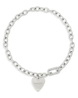 Allsaints Allsaints Lia Heart Charm Chunky Necklace, 17