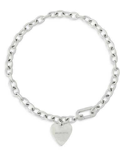 Allsaints Allsaints Lia Heart Charm Chunky Necklace, 17