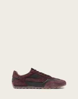 AllSaints AllSaints Liam Hex low top leather sneakers in burgundy-Red