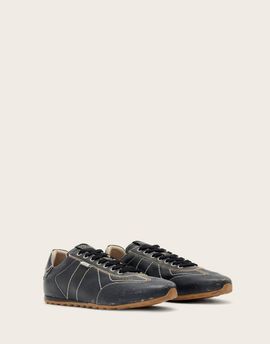 AllSaints AllSaints Liam leather low top sneakers in washed black