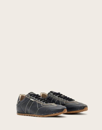 AllSaints AllSaints Liam leather low top sneakers in washed black