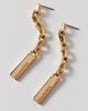 AllSaints AllSaints Logo Etched Chain Link Drop Earrings in Gold, Women's at Urban Outfitters - 1