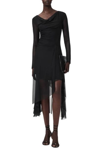 AllSaints AllSaints Loria Draped Cowl Neck Handkerchief Hem Dress