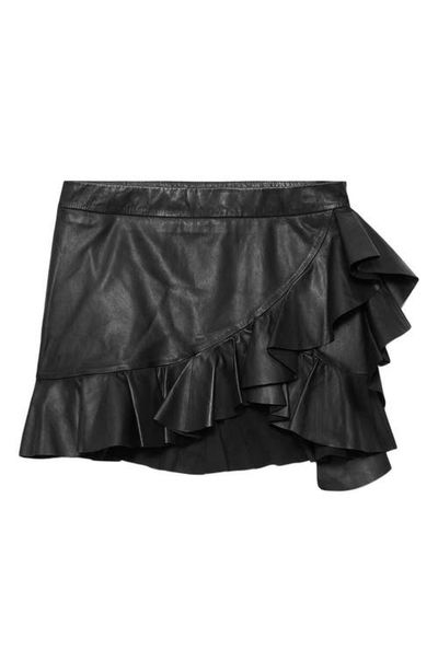 AllSaints AllSaints Luana Lea Ruffled Leather Miniskirt