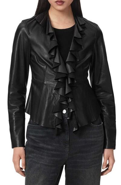 AllSaints AllSaints Luana Ruffled Leather Shirt