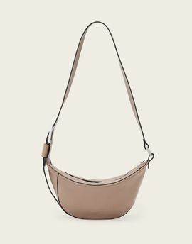 AllSaints AllSaints luna crossbody leather crescent purse in mocha brown