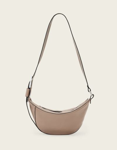 AllSaints AllSaints luna crossbody leather crescent purse in mocha brown
