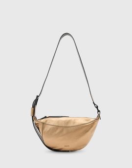 AllSaints AllSaints Luna half moon leather crossbody bag in gold