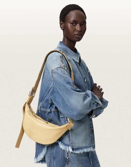 AllSaints AllSaints Luna lambs leather crossbody bag in pale yellow