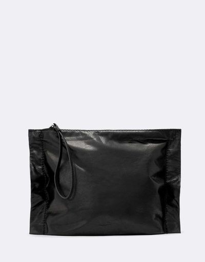 AllSaints AllSaints Lutece leather clutch in black