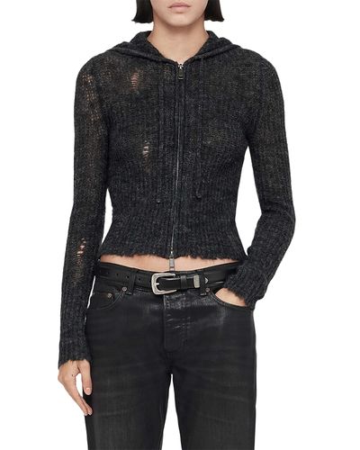Allsaints Allsaints Mabel Cropped Zippered Hoodie