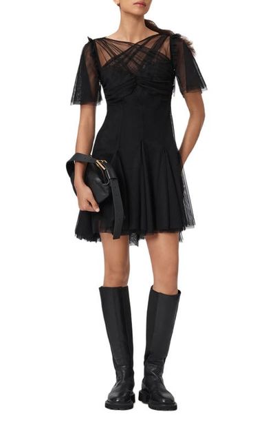sachin and babi light blue dress All Saints Black Floral Print Crepe Zip Detail Mini Jayda Pepper Dress M All  Saints