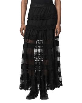 Allsaints Allsaints Maggie Lace Trim Tiered Skirt