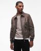 AllSaints AllSaints Marland zip up leather aviator jacket in washed black - 1