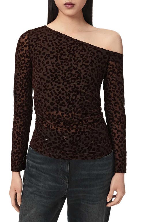AllSaints AllSaints Mimi Off the Shoulder Leopard Print Top
