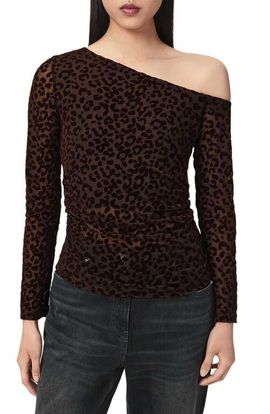AllSaints AllSaints Mimi Off the Shoulder Leopard Print Top