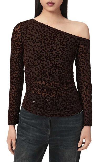 AllSaints AllSaints Mimi Off the Shoulder Leopard Print Top