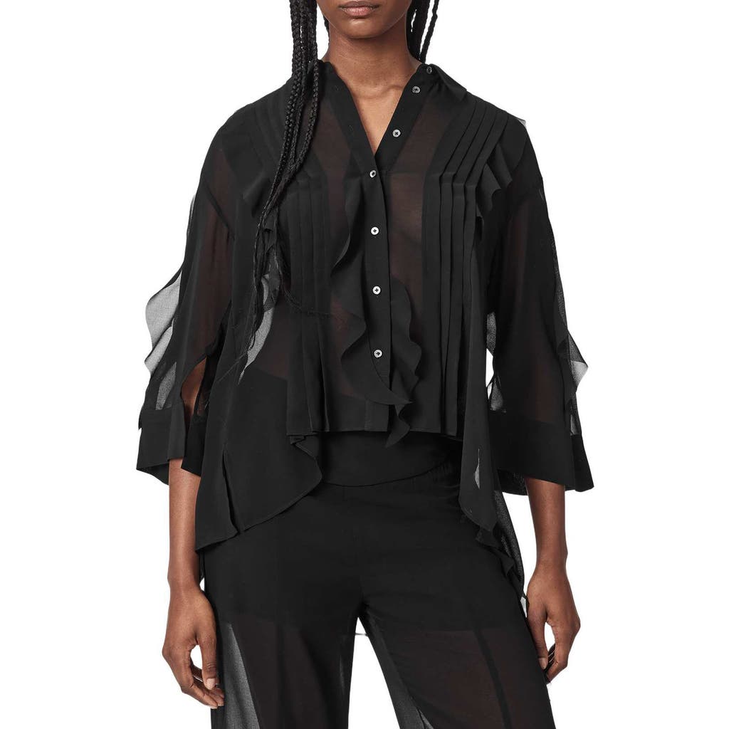 AllSaints AllSaints Minna Pleated Ruffle Shirt