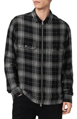AllSaints AllSaints Miwok Plaid Cotton Zip Jacket