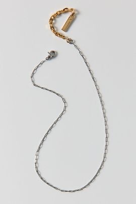 AllSaints AllSaints Mixed Metal Oval Link Chain Necklace in Gold, Women's at Urban Outfitters