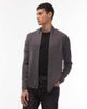 AllSaints AllSaints Mode merino wool open knit logo cardigan in charcoal gray - 1