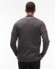 AllSaints AllSaints Mode merino wool open knit logo cardigan in charcoal gray - 3