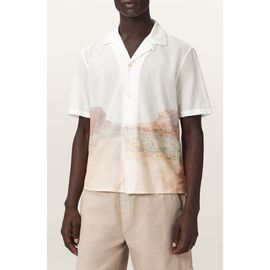 AllSaints AllSaints Monument Mountainscape Print Slub Cotton Camp Shirt