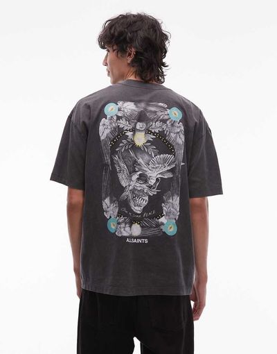 AllSaints AllSaints mysteries graphic T-shirt in washed black