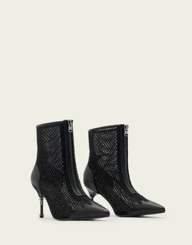 AllSaints Allsaints Natasha mesh pointed toe boots in black