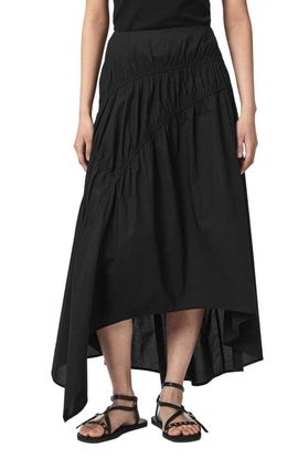 AllSaints AllSaints Nuria Ruched High-Low Midi Skirt