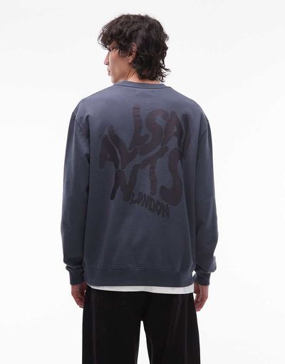 AllSaints Allsaints orlando crew neck sweatshirt in washed blue