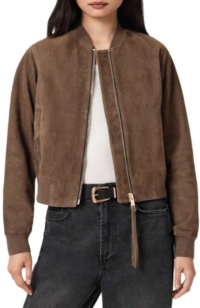 AllSaints AllSaints Orten Suede Bomber Jacket
