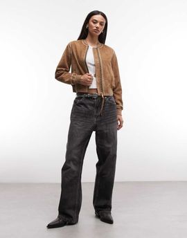 AllSaints AllSaints Orten Whip suede bomber jacket in light brown
